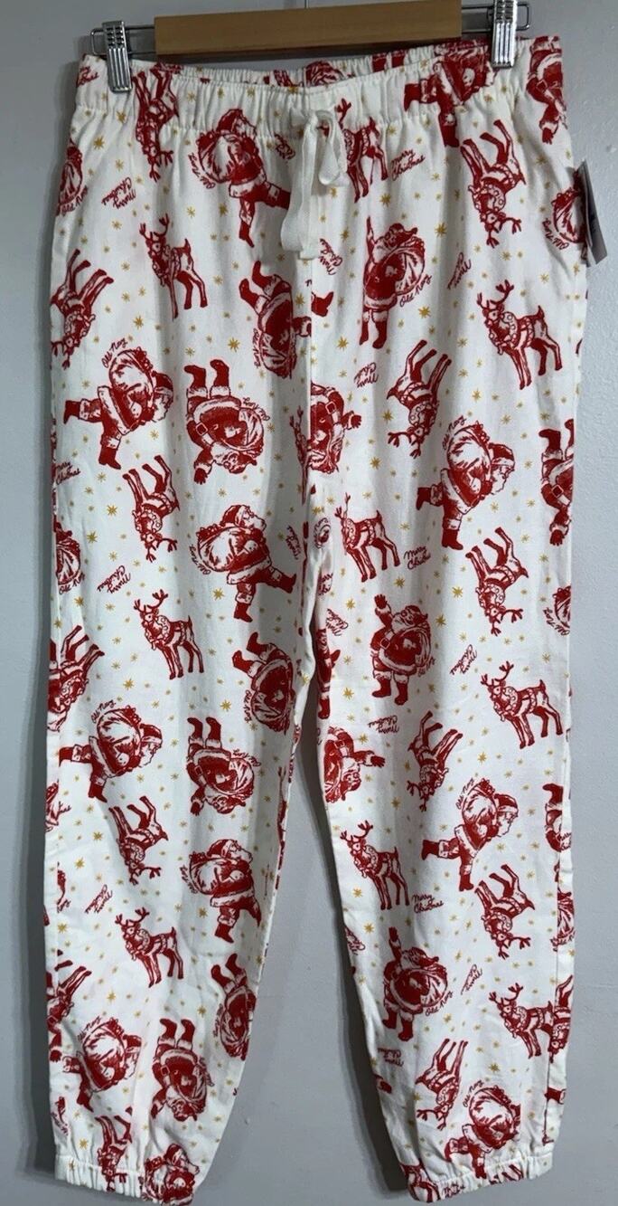 Old Navy Flannel Pajama Jogger Pants Women’s Medium Christmas Santa Print NEW
